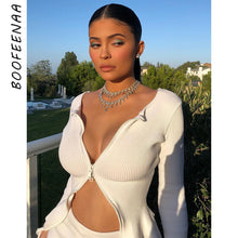 Load image into Gallery viewer, BOOFEENAA Sexy Zipper Fitted Cardigan