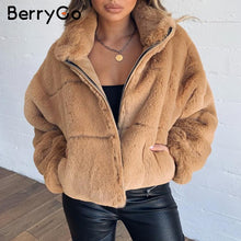Load image into Gallery viewer, BerryGo Thick fluffy faux fur coat