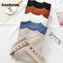 Load image into Gallery viewer, Aachoae Spring Women Long Sleeve Sweater Winter Knitted Turtleneck